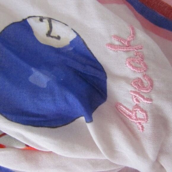 Maeve Printed Bandana Scarf 8 Balls Ivory & GIFT ANTHROPOLOGIE BARRETTES! - Picture 7 of 12